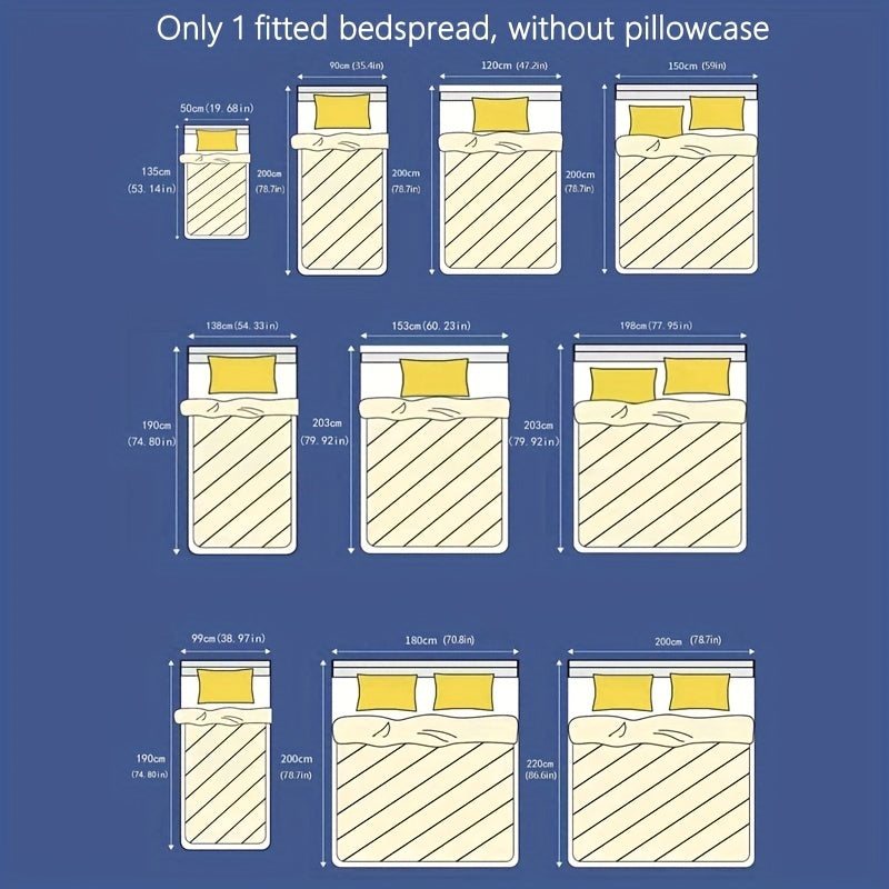 Leaf Print Fitted Sheet Deep Pocket Brushed Cotton Bed Sheet for Bedroom or Guest Room