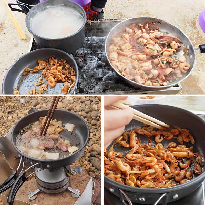 Outdoor Camping Cookware Set 8-Piece Aluminum Pots and Pans with Accessories