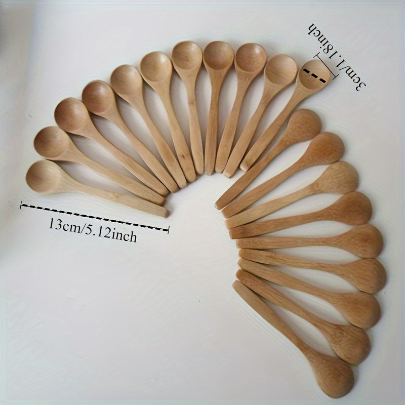 Set of 6 Wooden Long Handle Spoons for Coffee and Cooking