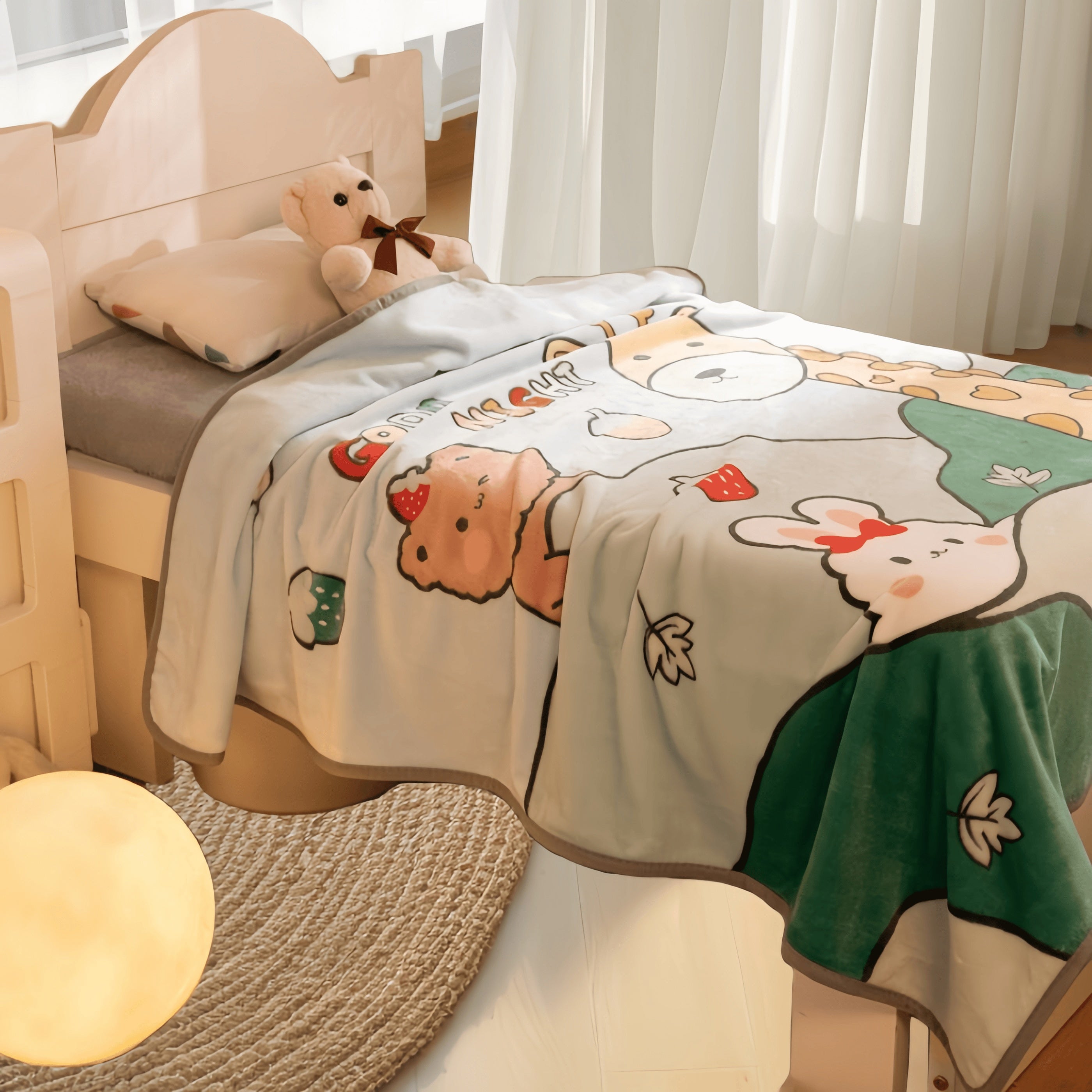 Мягкое и уютное мультяшное животное-плюшевая одеяло для маленьких детей, отлично подходит для сна и обнимашек. Подходит для детей в возрасте от 0 до 3 лет, идеально для колясок и кроватей. Сделано из уютного фланелевого материала.