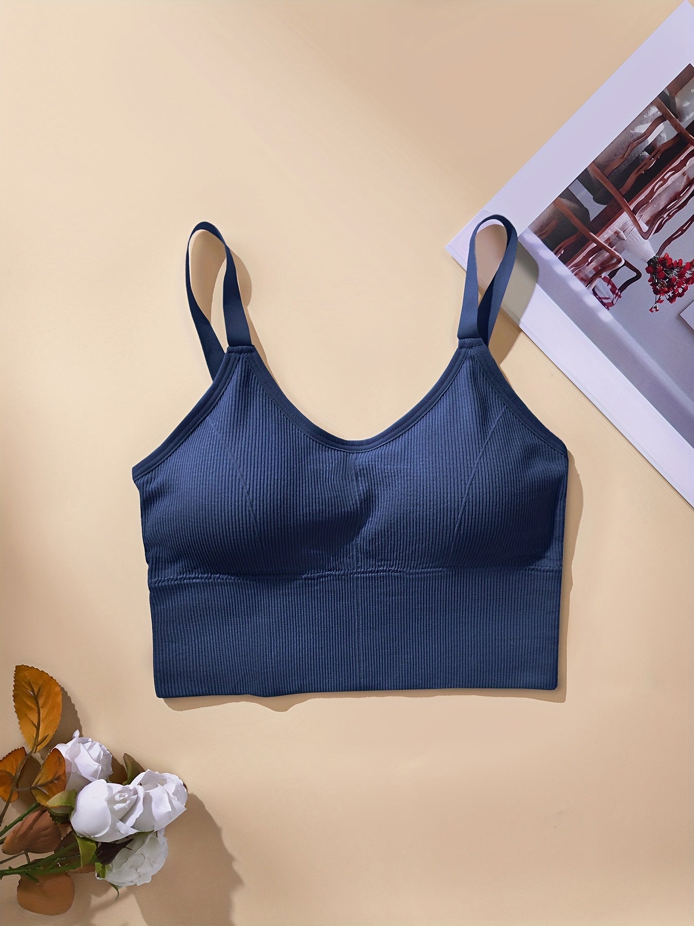 Women's Plus Size Ribbed Sports Bras Tank Tops 5 Pack Backless Wire-Free