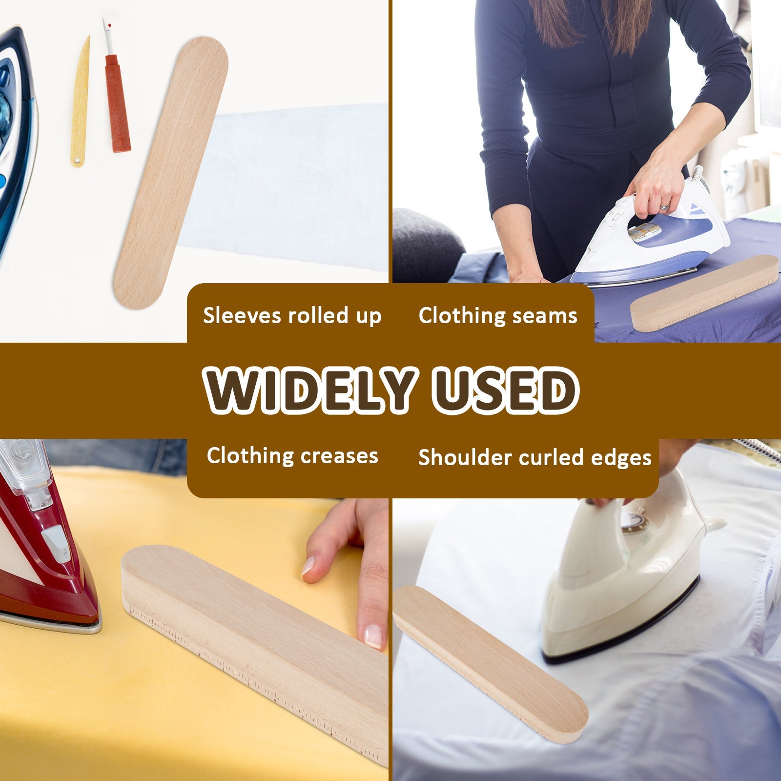 Juego de paletas de sastre de madera con abrelatas de costuras y volteador de puntas, conjunto de 3 herramientas de costura para acolchado