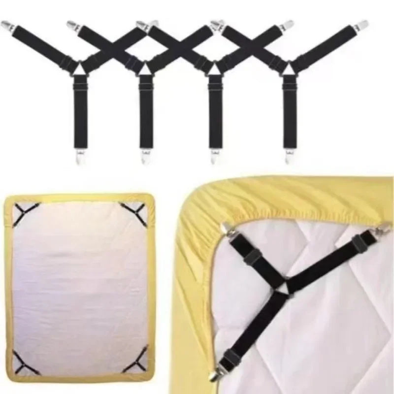 Adjustable Elastic Bed Sheet Holder Clips Non-Slip Mattress Cover Fasteners Black