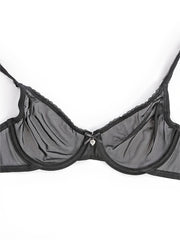 Women's Sheer Unlined White Bra with Underwire and Thin Straps in Breathable Nylon Spandex