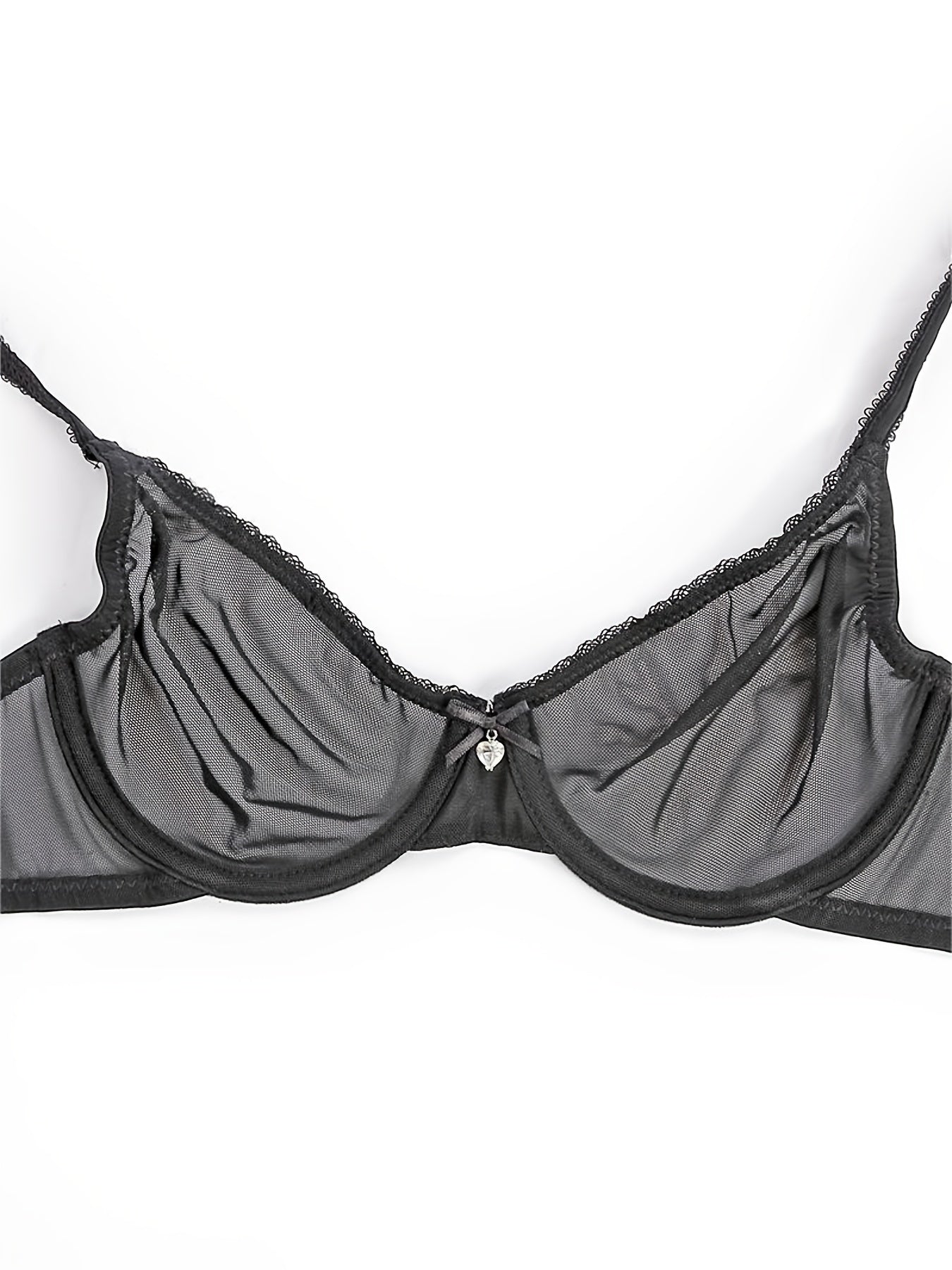 Women's Sheer Unlined White Bra with Underwire and Thin Straps in Breathable Nylon Spandex