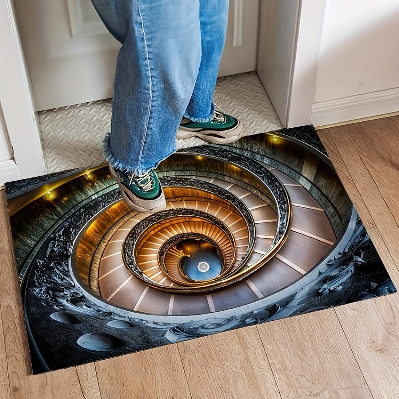 3D Spiral Staircase Pattern Area Rug for Living Room Bedroom Washable Door Mat