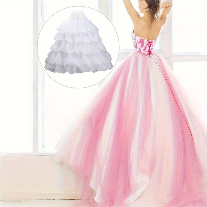 White Petticoat for Weddings and Parties with 4 Hoops and 5 Ruffles