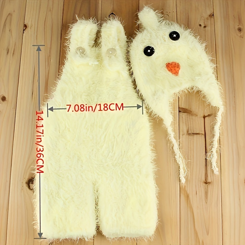 Baby Girl Knitted Romper and Crochet Hat Set for Holiday Photos and Special Occasions