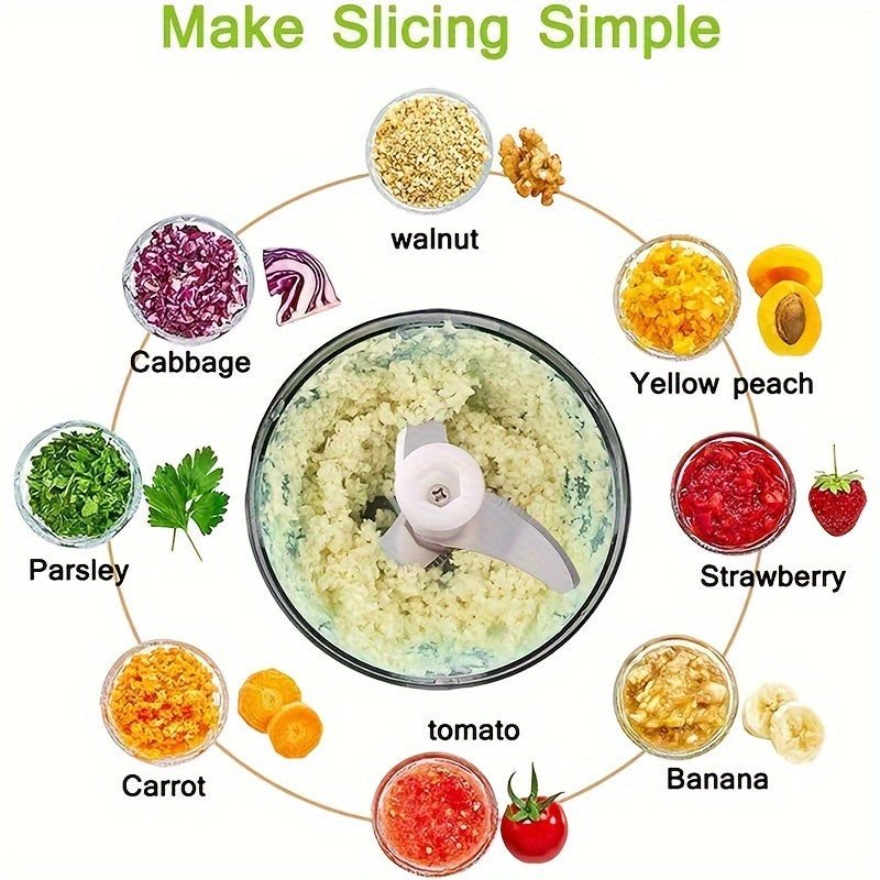 Hand Operated Food Chopper, Durable ABS, Vegetable, Nut, Herb Cutter