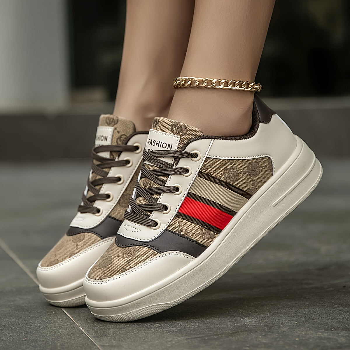 Women's Retro Canvas Print Pattern Letter Stripe Casual Sneakers