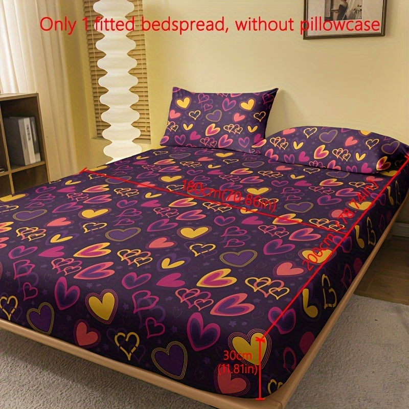 Soft Heart Print Fitted Sheet Deep Pockets Bed Bedroom Guest Room