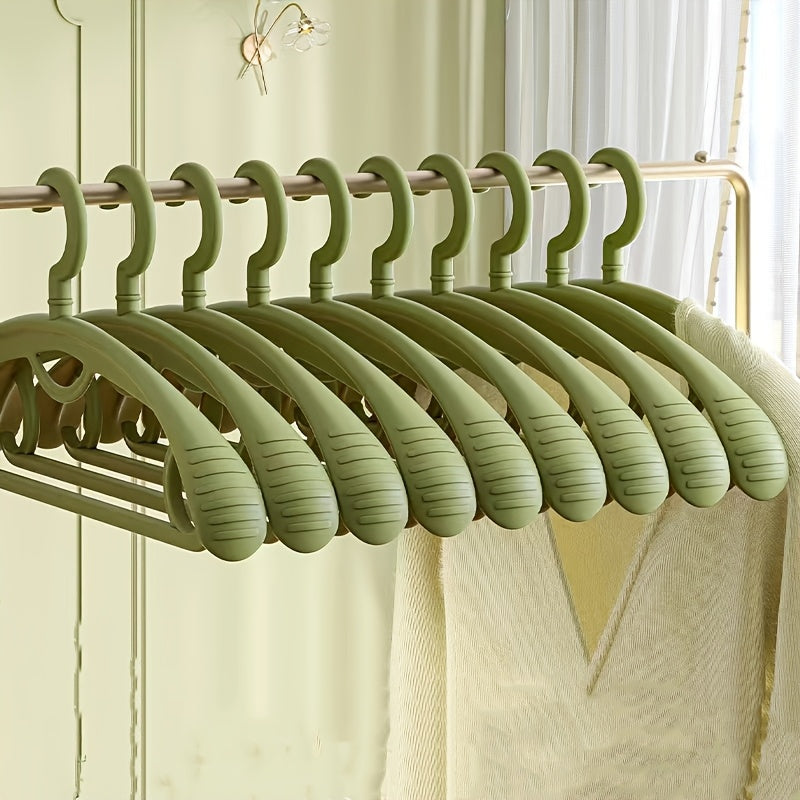Set of 10 Non-Slip Plastic Clothes Hangers with Wide Shoulders Space-Saving Drying Racks