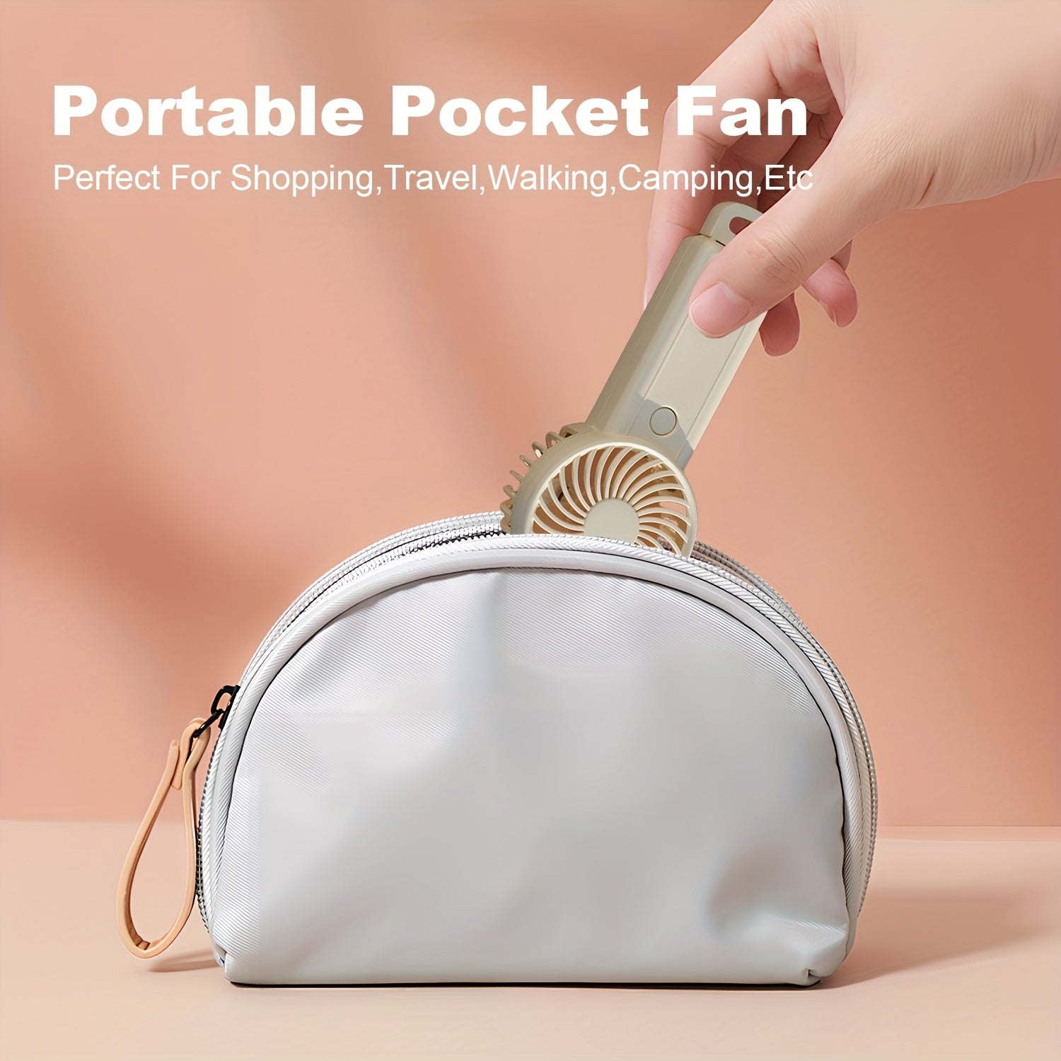 Portable Fan with 3-Speed USB Rechargeable Lithium Battery for Office Travel Outdoor