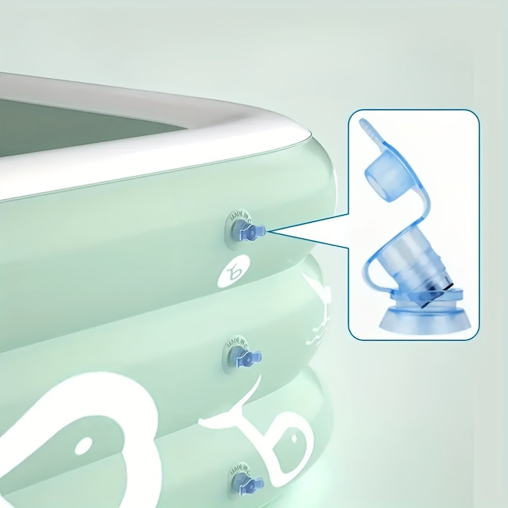 Inflatable Family Pool with Sunshade Slide and Foot Pump