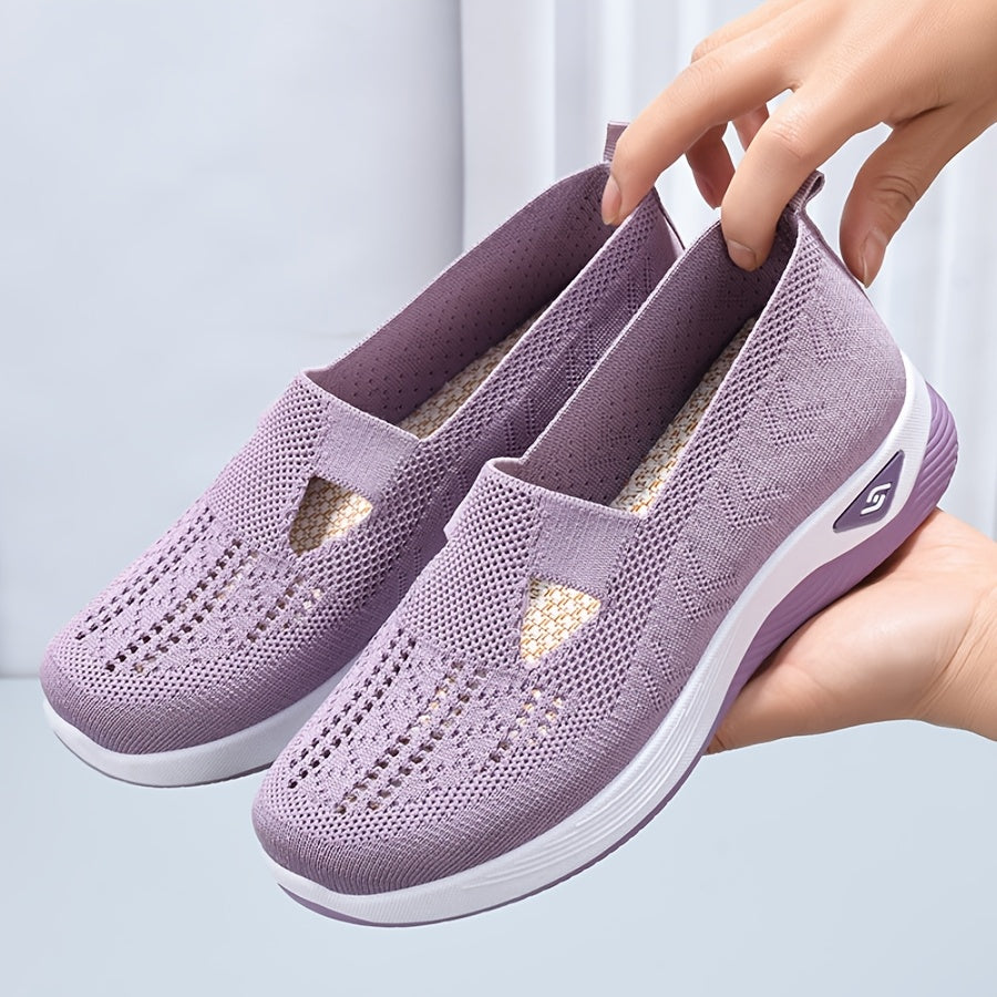 Women's Casual Sneakers Solid Color Breathable Fabric Low Top TPU Sole
