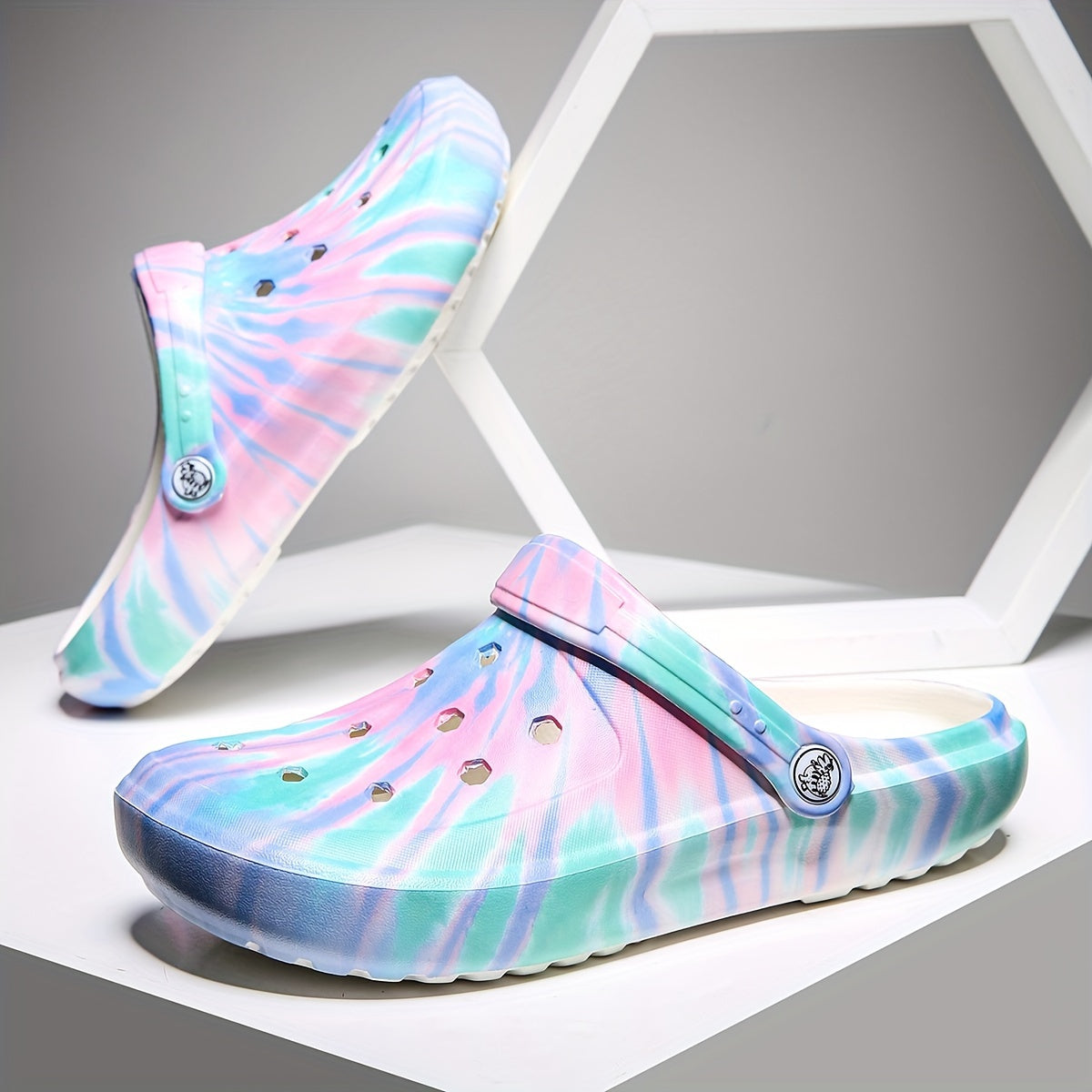 Women's Tie Dye Garden Clogs Light Weight Soft Sole Slip On Shoes