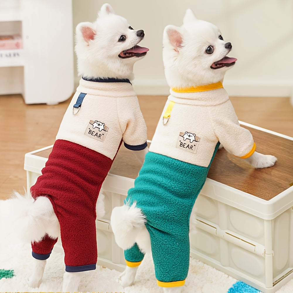 Fleece Pet Jumpsuit for Small to Medium Dogs and Cats Winter Fall Pullover