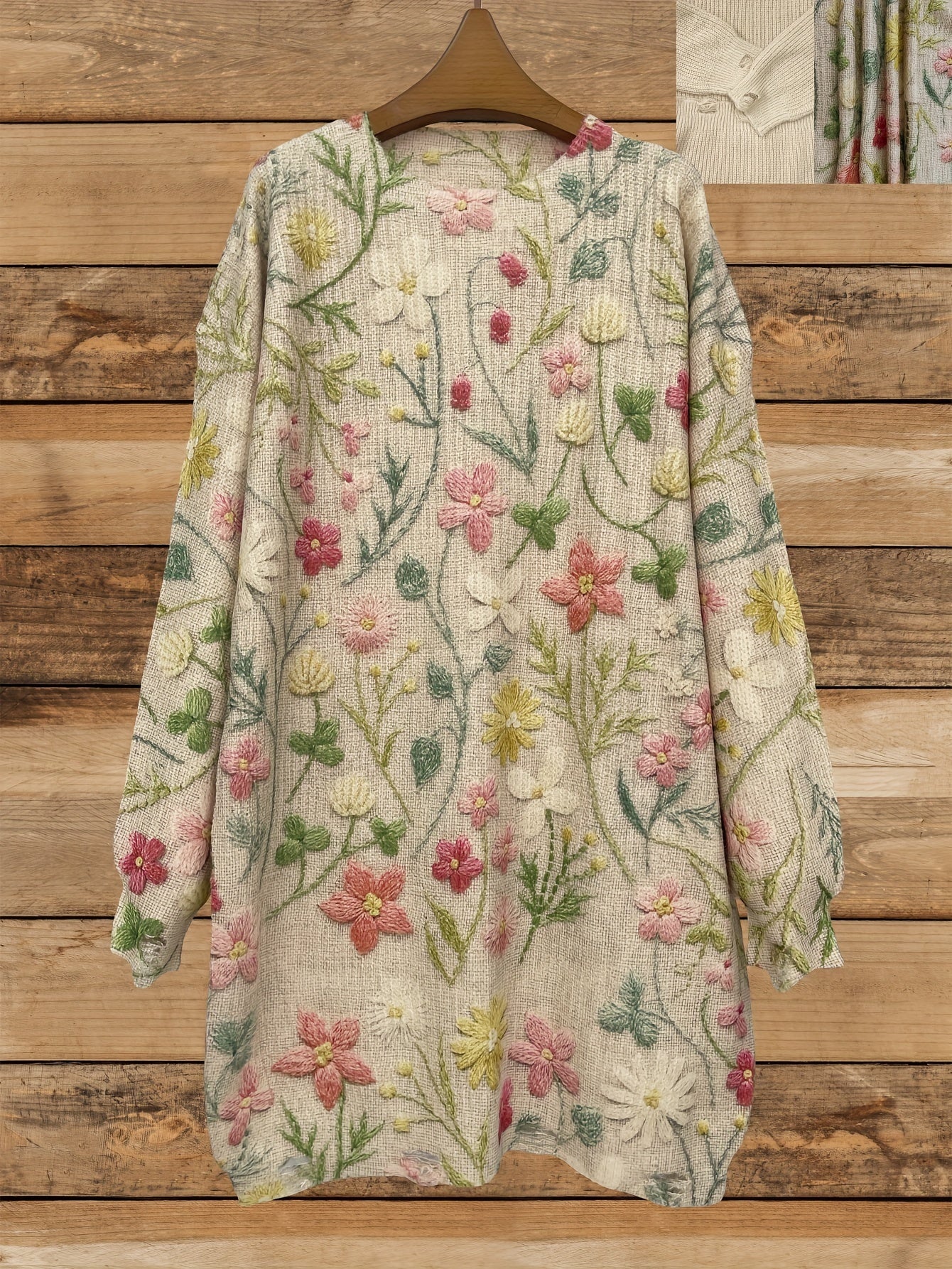 Women’s Plus Size Knit Sweater Dress Long Sleeve Floral Pattern Autumn Winter