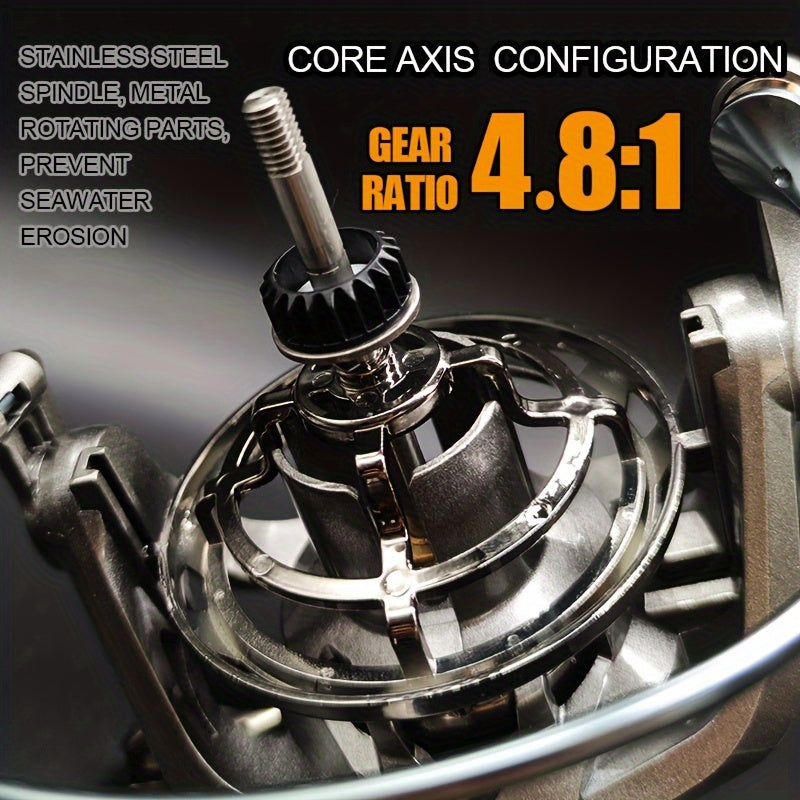 Long Shot Spinning Reel 8000-14000 Series Saltwater Tackle 4.8:1 Gear Ratio 17+1BB Stainless Steel