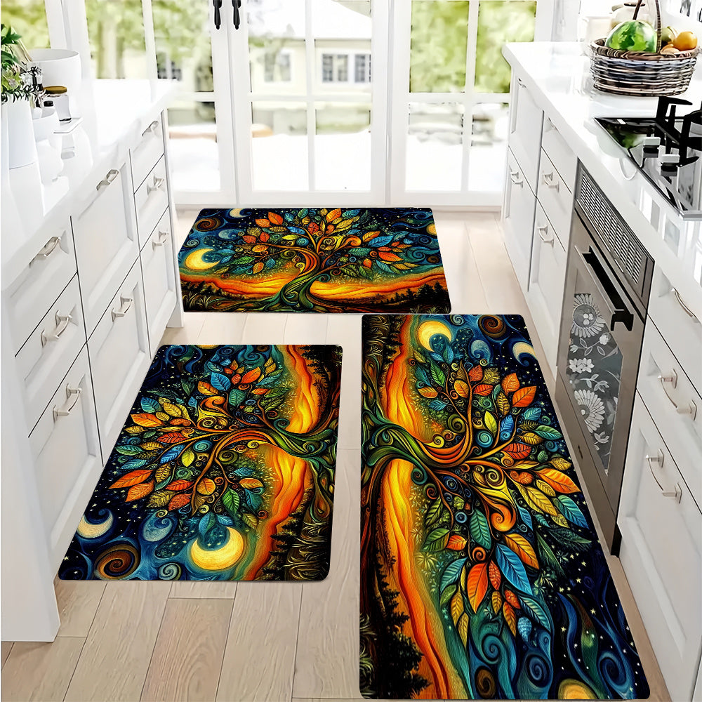 Kitchen Mat Waterproof Anti-Slip Absorbent Abstract Tree Design 1pc
