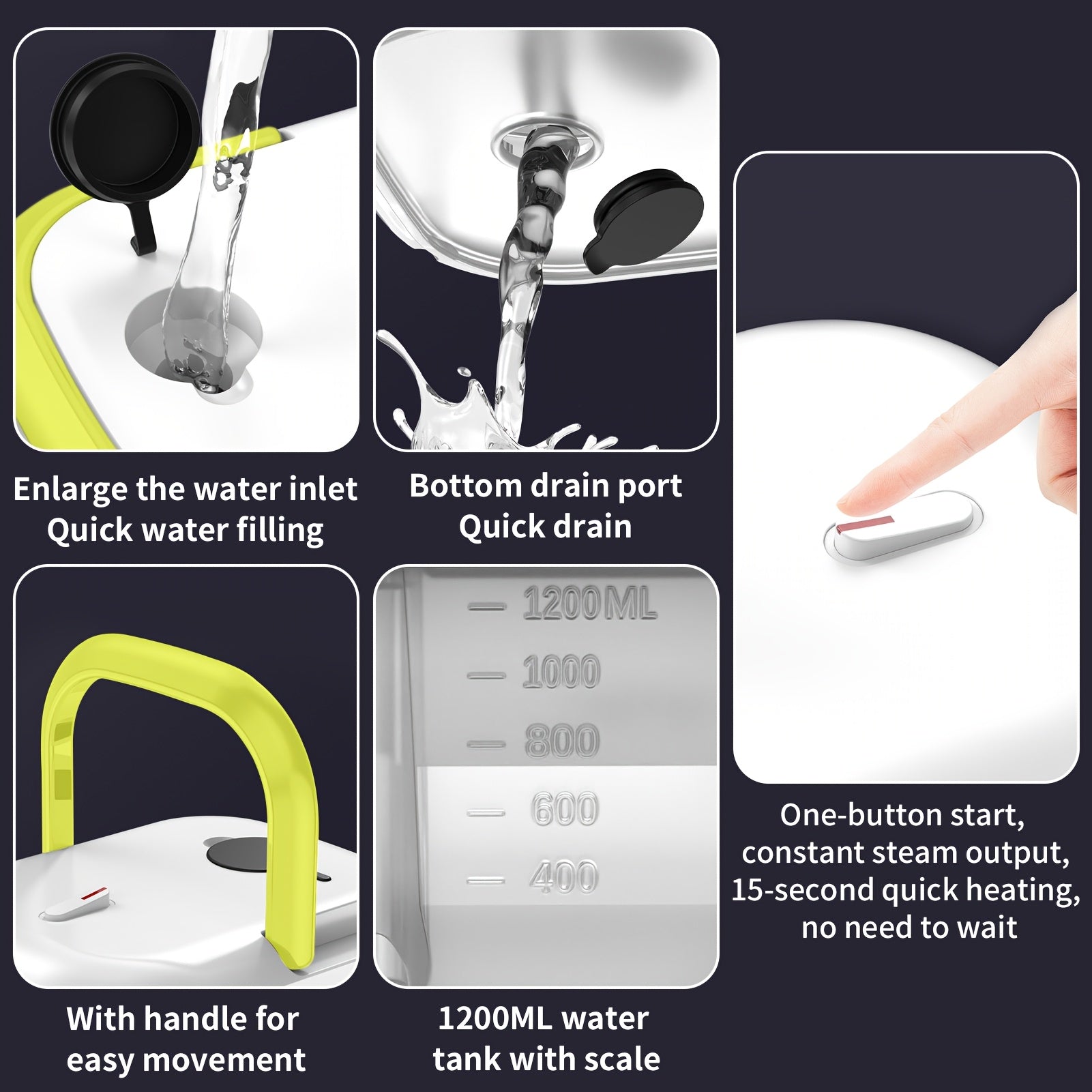 Handheld Steam Cleaner with Brush Heads for Kitchen Bathroom Car Cleaning