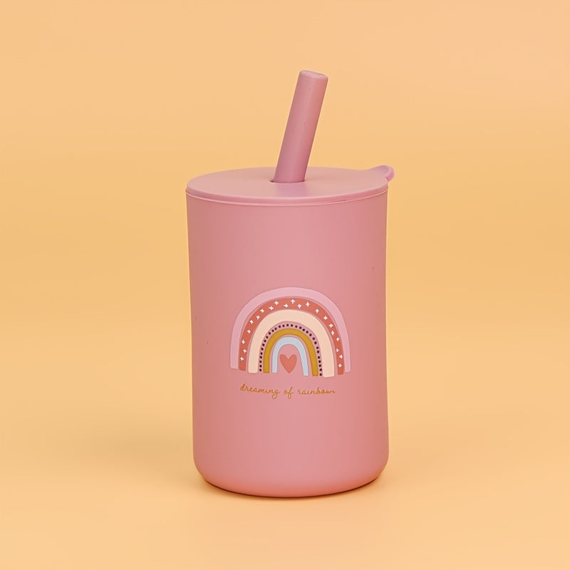 Vaso de silicona para niños de 6 oz con pajilla y tapa, libre de BPA, apto para lavavajillas, apto para microondas, en varios colores