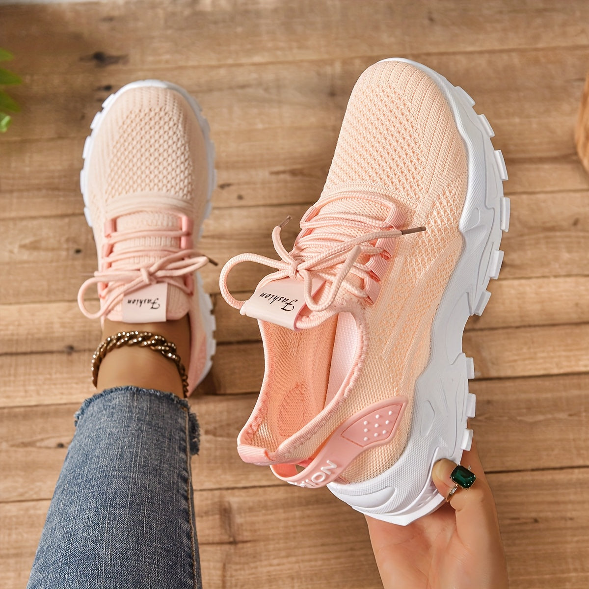 Women's Breathable Knit Slip-On Sneakers Casual Low-Top Walking Shoes White