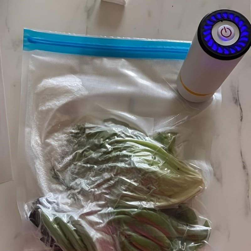 Elektr quvvatli USB bilan oziq-ovqatni saqlash uchun qayta zaryadlanuvchi vakuum qopqog'i paketlari