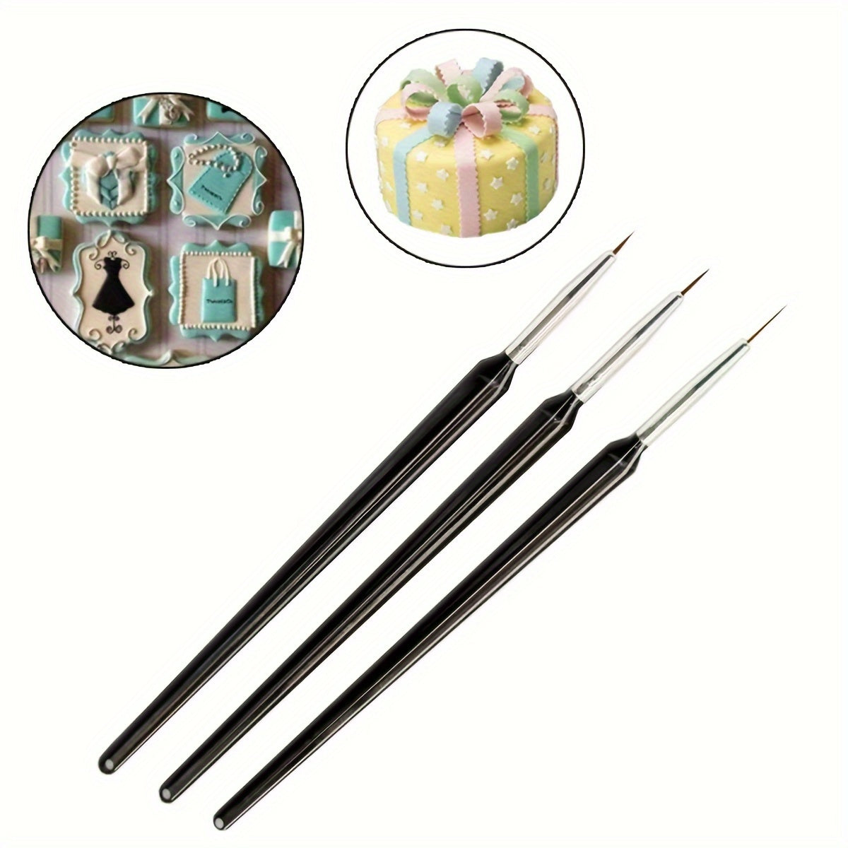 Acrylic Cake Decorating Brushes Set of 3 Food Safe Baking Tools