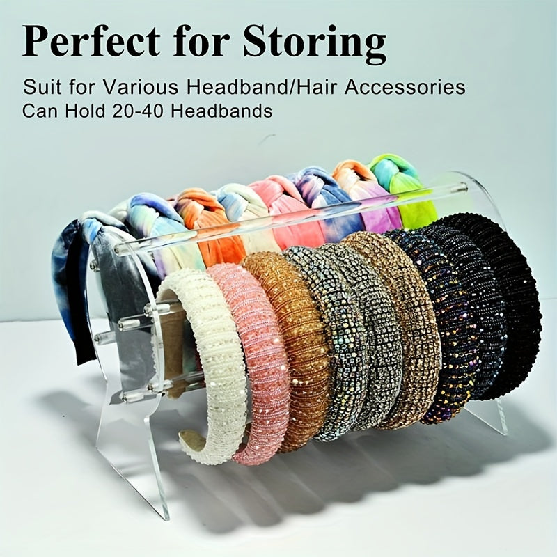 Acrylic Headband Display Stand for Hair Accessories Jewelry and Watches Clear Organizer
