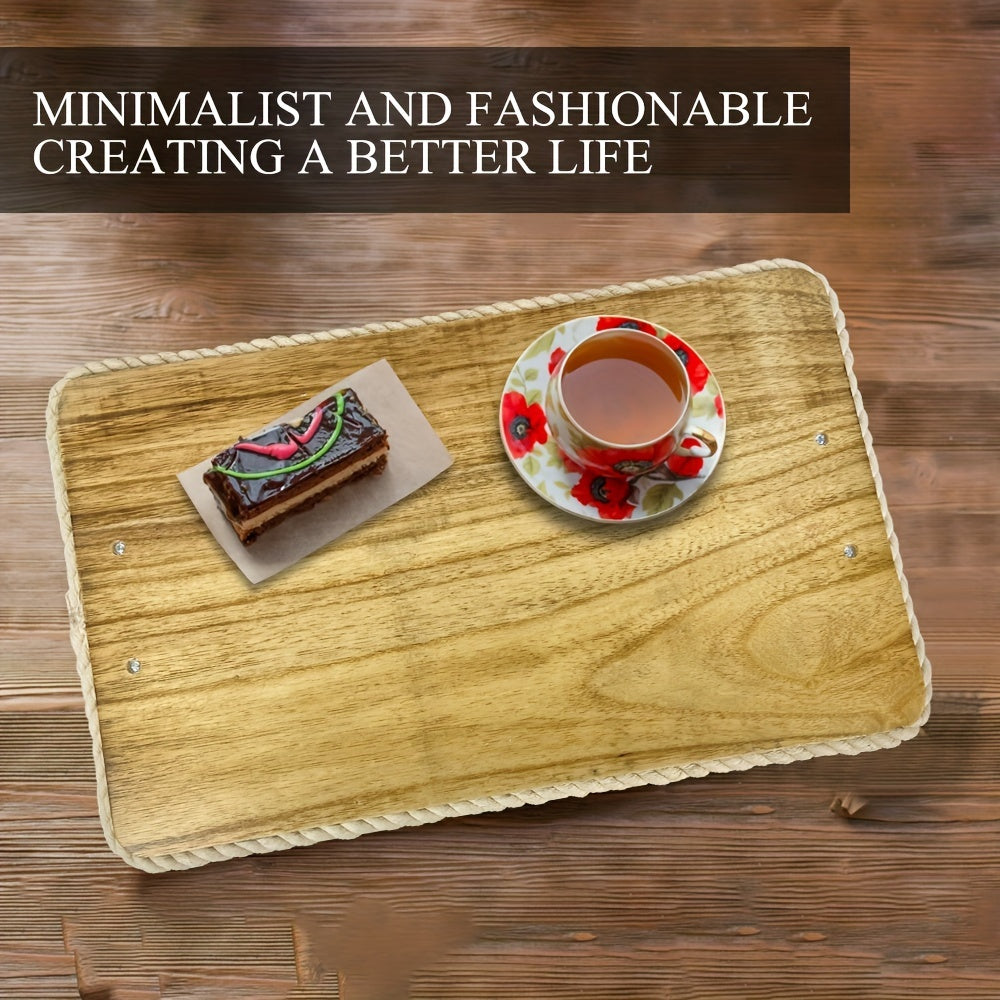 Wooden Serving Tray and Cutting Board with Detachable Handles for Cheese Fruits Food Prep