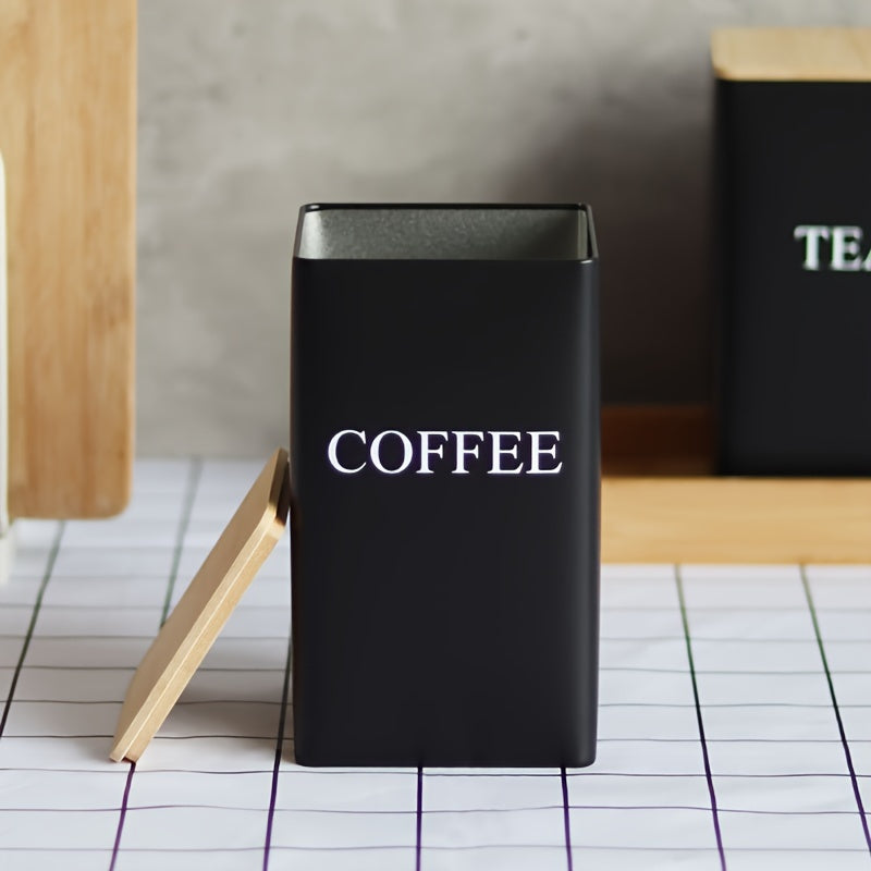 Temir qozonli oshxona bankasi, bambuk qopqog'i bilan, choy, qahva, shakar, yengil ovqatlar uchun