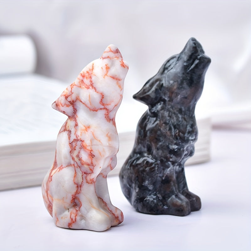 Decoración de escultura de lobo de piedra, adorno para jardín exterior 6.5cm