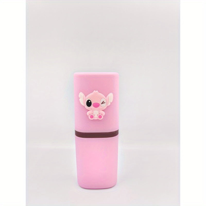 Kids Plastic Travel Toothbrush Holder and Cup Set with Toothpaste Storage