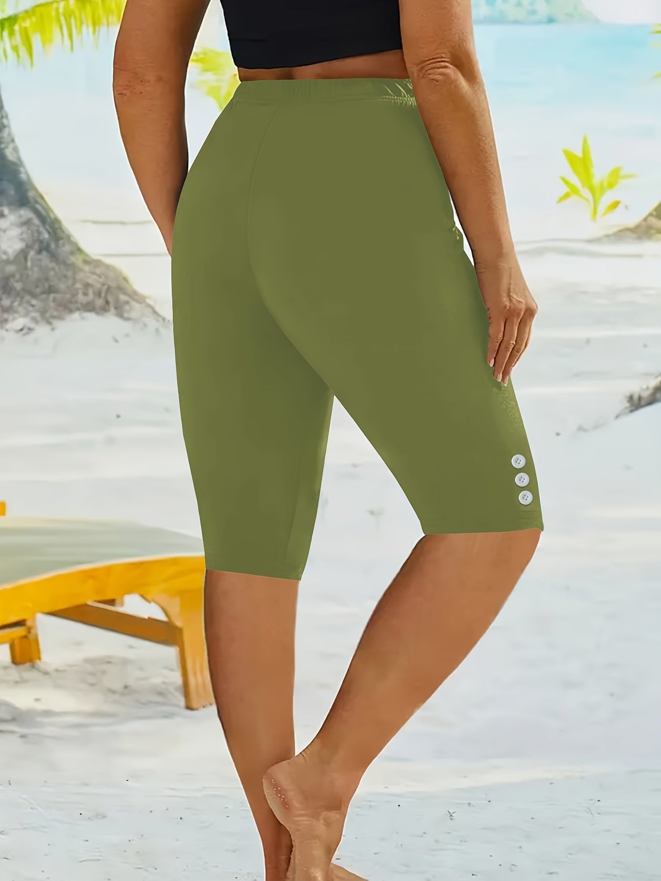 Women's High-Waisted Stretchy Workout Shorts Set, Solid Color, Gym Yoga Casual