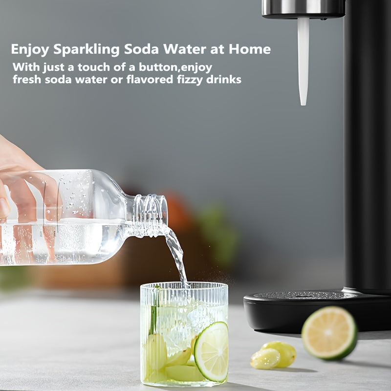 Stainless Steel Soda Maker with 1L PET Bottle Make Sparkling Water at Home