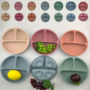 Baby Silicone Suction Plate with Divided Design and Lid for Babies Dinner