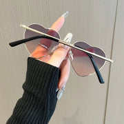 Women's Heart-Shaped Fashion Glasses Gradient Lenses Metal Frame Anti-Reflective PC for Daily Wear Beach Parties