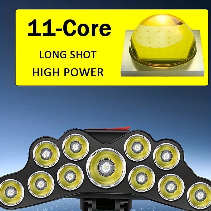Rechargeable USB Headlamp with 5/7/11 LED Waterproof Headlight for Outdoor Activities
