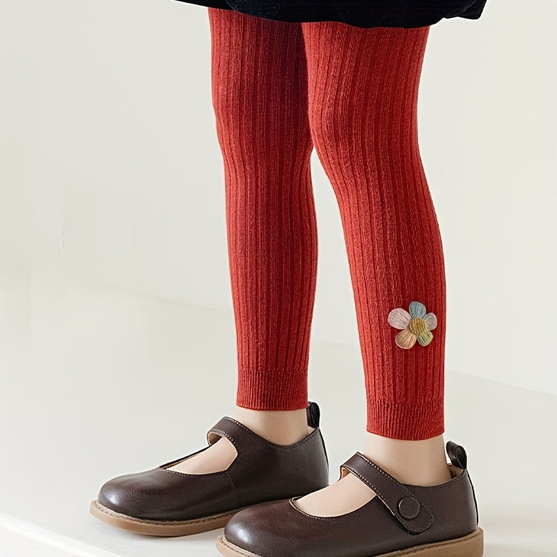 Girls Floret Pantyhose Toddler Solid Knitted Leggings Spring Fall