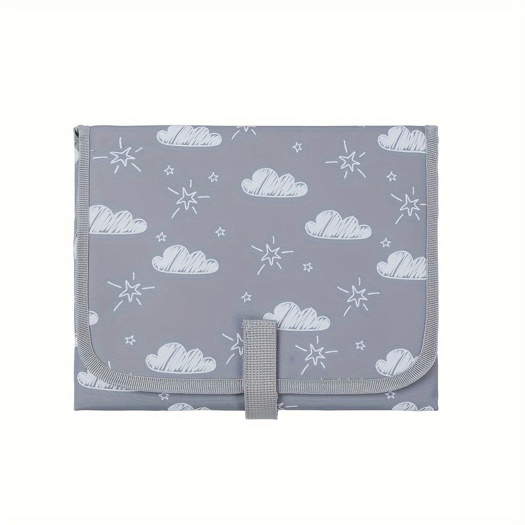 Kids Diaper Changing Pad Waterproof Foldable Travel Mat Gray Polyester