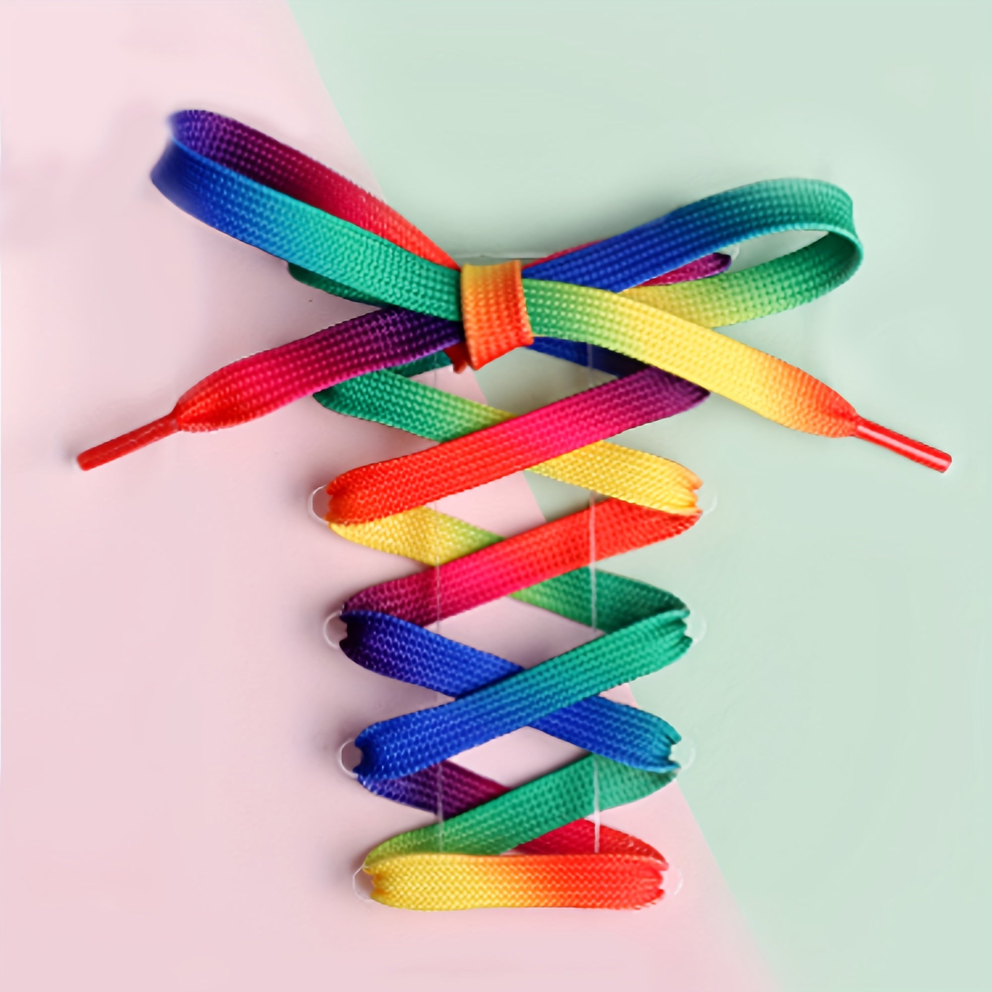 Unisex/Casual Colorful Rainbow Gradient Canvas Shoe Laces 120cm