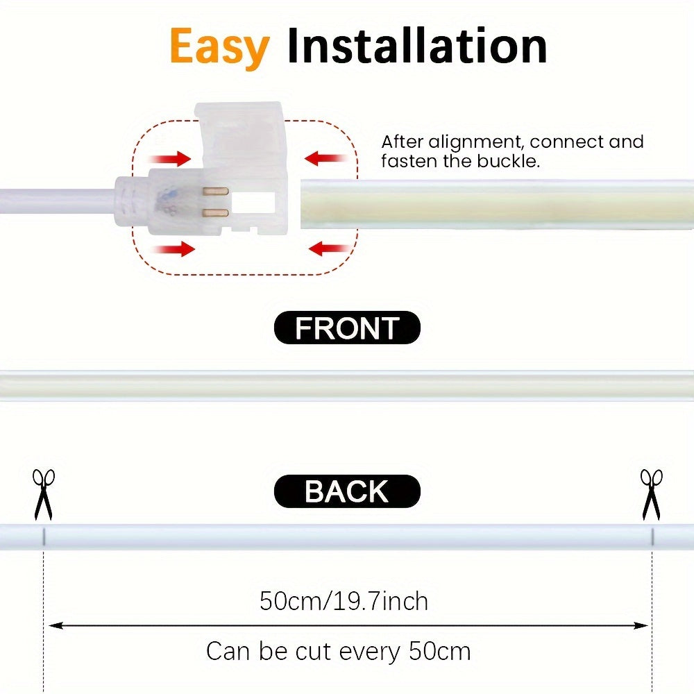 Luz de tira LED COB flexible de 220V 12W/m para interior y exterior, cortable, blanca