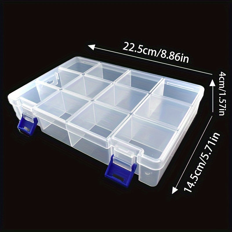 Plastic Jewelry Organizer Box with 12 Compartments for Earrings Beads and Crafts 22.5cm x 14.5cm