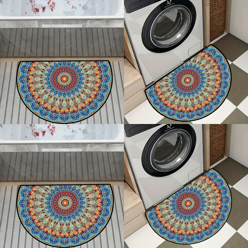 Mandala Flower Doormat Non-slip Machine Washable Indoor Outdoor Carpet Various Sizes