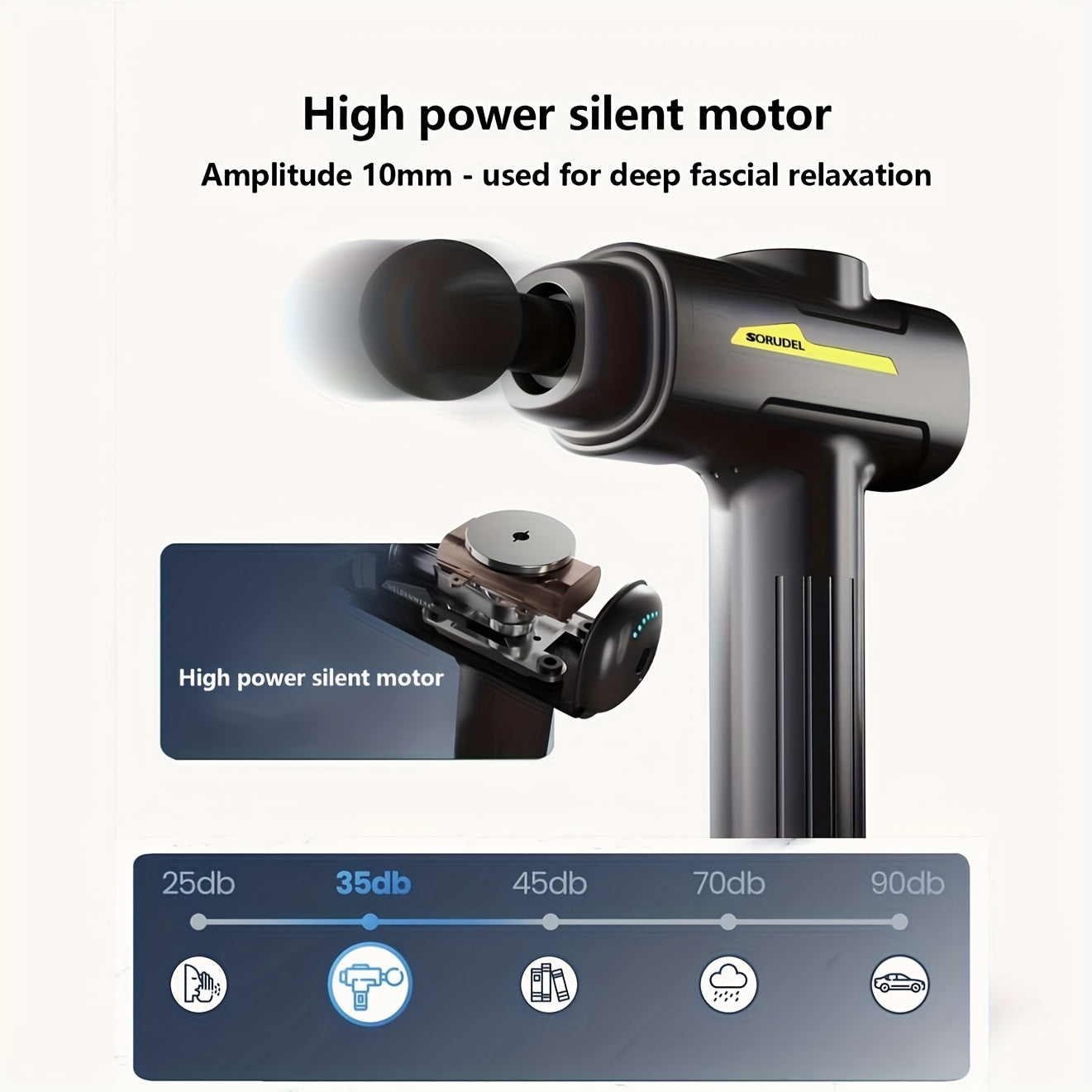 Deep Tissue Massage Gun with 8 Heads 6 Speeds Rechargeable Handheld Electric Muscle Massager