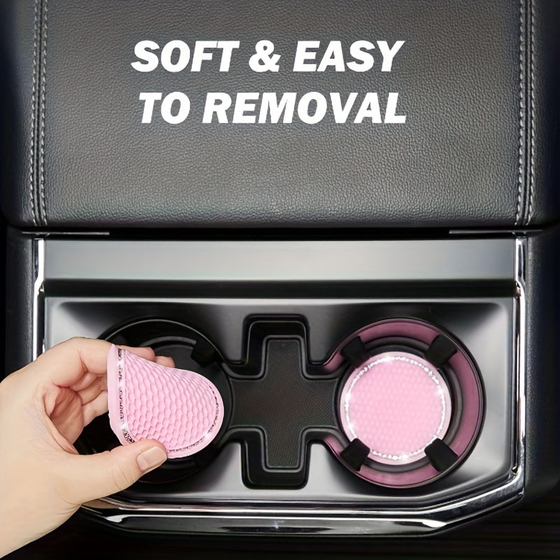 2pcs Car Water Cup Cushion Anti Slip Grid Beehive Cross Border Storage