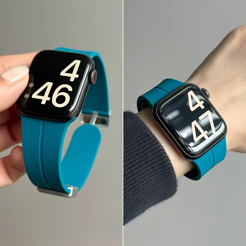 Silicone Watch Band for Apple Watch Series 9 8 7 SE Ultra Water-Resistant Magnetic Clasp