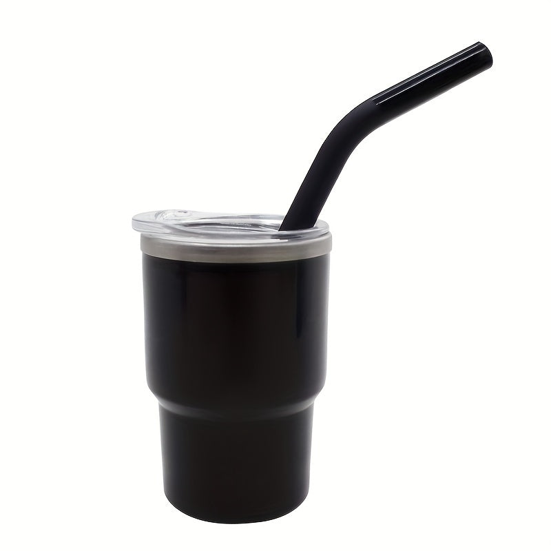 Taza de viaje de 3oz con interior de acero inoxidable, exterior de plástico, funda de silicona y pajilla