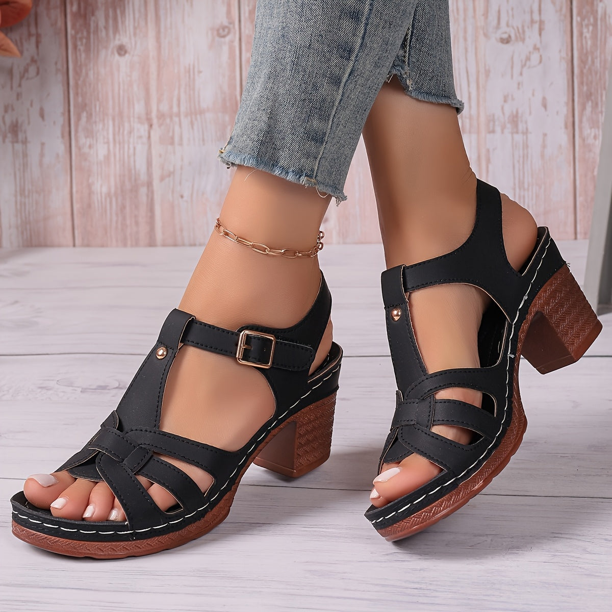 Women's Summer Wedge Sandals Open Toe Faux Cover Platform Heel
